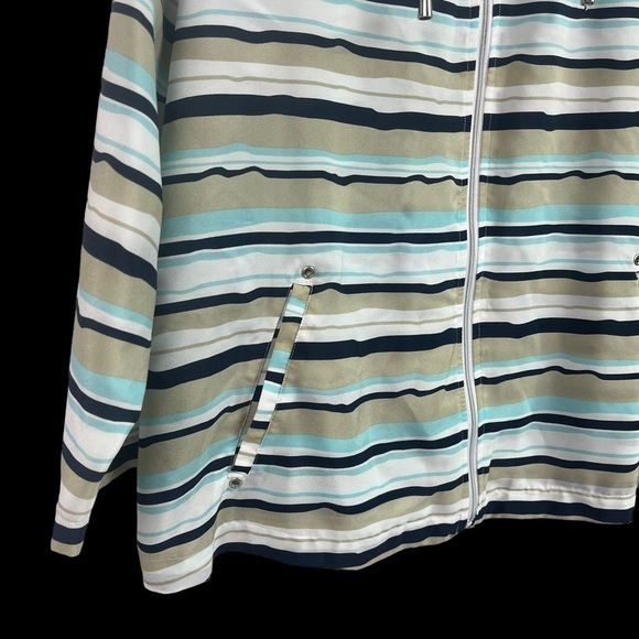Chicos Womens Lightweight Jacket Cover Up Full Zip Stipe Polyester Size 3 - Picture 6 of 10